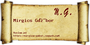 Mirgics Gábor névjegykártya